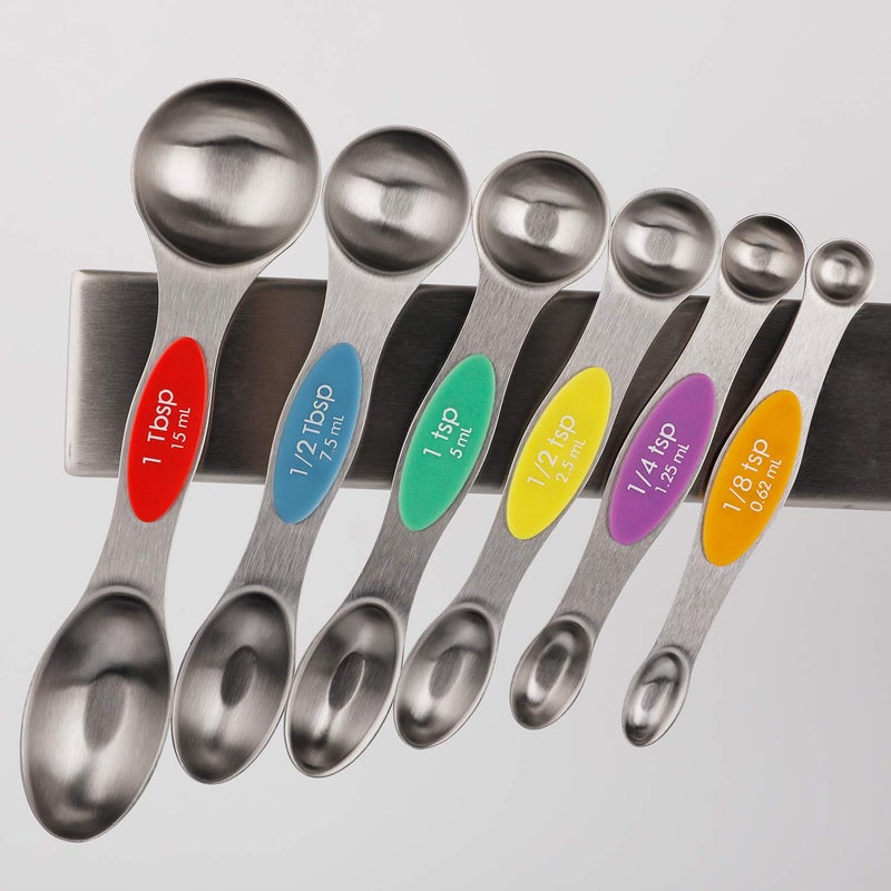 YellRin Magnetic Measuring Spoons Set Stainless Steel Stackable Dual Sided Teaspoons and Tablespoons for Measuring Dry and Liquid Ingredients Set of 6 - Image 5